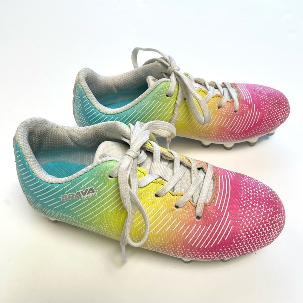 Ombré rainbow kids soccer cleats
